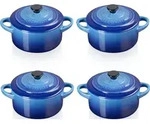Mini Cocotte Geschirr zum Backen und Servieren 250 ml tiefes Blau 4 St.
