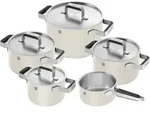 Pure Topf-Set mit Stieltopf und 4 Deckeln, cremefarben, 9-tlg.