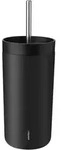 To-Go Sip Thermobecher 400 ml schwarz aus doppelschichtigem Stahl mit Strohhalm