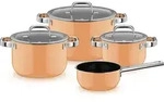 Fusiontec Mineral Pro Topfset mit Stielkasserolle und 3 Deckeln, orange, 7-tlg.