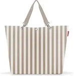 Shopper-Tasche gestreift XL braun-wei&szlig; aus recyceltem Material