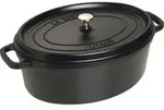 La Cocotte Topf 8 l oval schwarz aus Gusseisen gefertigt