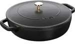 Staub Pfanne 24 cm tief schwarz mit zwei Griffen und einem Deckel