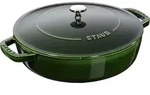 Staub Pfanne 24 cm tief gr&uuml;n mit zwei Griffen und einem Deckel