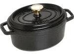 La Cocotte Topf 1 l oval schwarz aus Gusseisen gefertigt