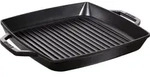 Staub Grillpfanne 33 cm quadratisch schwarz aus Gusseisen mit zwei Griffen