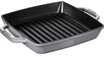 Staub Grillpfanne 23 cm quadratisch graphitfarbig aus Gusseisen mit zwei Griffen