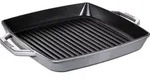 Staub Grillpfanne 33 cm quadratisch graphitfarbig aus Gusseisen mit zwei Griffen