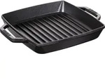 Staub Grillpfanne 23 cm quadratisch schwarz aus Gusseisen mit zwei Griffen