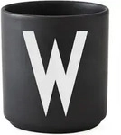 Aj Becher Buchstabe W schwarz aus Porzellan