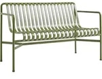 Palissade Gartenbank mit R&uuml;ckenlehne und Armlehnen, oliv