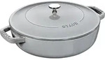 Staub Pfanne 24 cm tief graphitfarbig mit zwei Griffen und einem Deckel