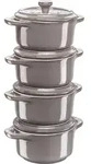 Mini Cocotte Geschirr zum Backen und Servieren 200 ml grau 4 St.