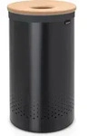 Brabantia W&auml;schekorb 60 l schwarz aus Stahl mit Korkdeckel