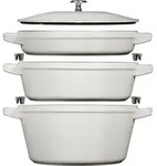 Staub Topf-Set 24 cm wei&szlig;er Tr&uuml;ffel mit Pfanne und Deckel 4 El.