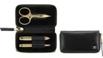 Twinox Gold Edition Manik&uuml;re-Zubeh&ouml;r mit Schere im Lederetui 3 El.