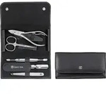 Classic Inox Manik&uuml;re-Zubeh&ouml;r schwarz im horizontalen Leder-Etui 5 El.