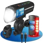 FISCHER LED Akku Beleuchtungsset mit Fernlicht, Bodenbeleuchtung und Stopplicht -
