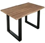 Esstisch Baumkante massiv Akazie stone 120 x 80 cm schwarz LAUREN
