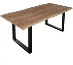 Esstisch Baumkante massiv Akazie stone 200 x 100 cm schwarz LAUREN