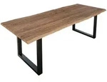 Esstisch Baumkante massiv Akazie stone 240 x 100 cm schwarz LAUREN