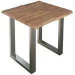 Esstisch Baumkante massiv Akazie stone 80 x 80 cm silber LAUREN