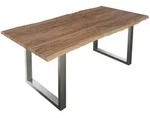 Esstisch Baumkante massiv Akazie stone 200 x 100 cm silber LAUREN