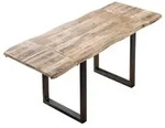 Esstisch Baumkante Mango natur 160 (260) x 90 cm Ansteckplatten schwarz NOAR