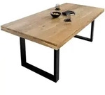 Esstisch Akazie Natur 200 x 100 cm massiv gerade Tischkanten U-Gestell schwarz RIO