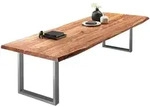 Esstisch Baumkante massiv Akazie natur 260 x 120 silber VALIN