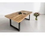 Esstisch Mango Massiv naturfarben 300 x 100 cm U-Gestell schwarz RIO