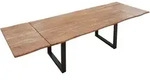 Baumkantentisch Akazie stonefarben 140 (220) x 90 cm Ansteckplatten schwarz NORINA