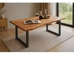 Esstisch Baumkante massiv Akazie natur 140 x 80 schwarz QUINN