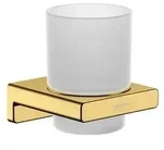 Hansgrohe Glas- und Zahnb&uuml;rstenhalter AddStoris Gold-Optik Metall, Glas...