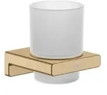 Hansgrohe Glas- und Zahnb&uuml;rstenhalter AddStoris Geb&uuml;rstete Bronze Metall, Glas
