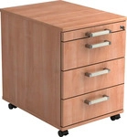 HAMMERBACHER Solid AC30 Rollcontainer nussbaum 4 Ausz&uuml;ge 42,8 x 58,0 x 59,0 cm