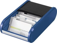 helit Visitenkartenbox blau/schwarz, f&uuml;r bis zu 300 Visitenkarten