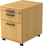 HAMMERBACHER Savona Rollcontainer buche 3 Ausz&uuml;ge 42,8 x 58,0 x 59,0 cm