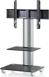 VCM my media TV-St&auml;nder mit Rollen Tosal mit Zwischenboden silber, schwarzglas