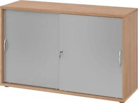 HAMMERBACHER Schiebet&uuml;renschrank 1752S, V1752S/N/S/BM nussbaum, silber 1 Fachboden