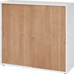 HAMMERBACHER Schiebet&uuml;renschrank 1753S, V1753S/W/N/BM nussbaum, wei&szlig; 2 Fachb&ouml;den