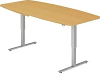 HAMMERBACHER Konferenztisch XMST22 buche Tonnenform, T-Fu&szlig;-Gestell silber, 220,0 x