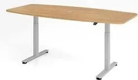 HAMMERBACHER Konferenztisch XMST22 eiche Tonnenform, T-Fu&szlig;-Gestell silber, 220,0 x