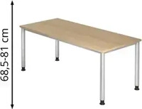 HAMMERBACHER HS19 h&ouml;henverstellbarer Schreibtisch eiche rechteckig, 4-Fu&szlig;-Gestell