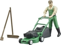 bruder bworld 62103 G&auml;rtner mit Rasenm&auml;her und Gartenger&auml;ten Spielfigur