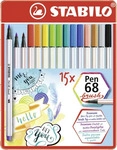 Stabilo 568/15-32, STABILO Pen 68 brush Brush-Pens farbsortiert, 15 St.