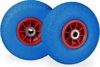 relaxdays Sackkarrenr&auml;der luftbereift blau, rot Vollgummi Felgen, Achse 2,0 cm