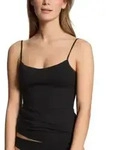Calida Cate Satin Spagetti Top Schwarz Baumwolle Large Damen