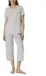Schiesser Women Three Quarter Pyjamas Wei&szlig;/Grau Baumwolle 36 Damen