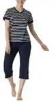 Schiesser Women Three Quarter Pyjamas Blau/Wei&szlig; Baumwolle 36 Damen